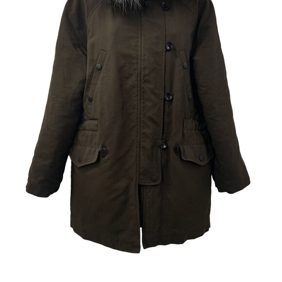 Rag & Bone Waterloo Parka Coat Down Jacket Real Fur Real Leather Olive Green - Picture 10 of 15